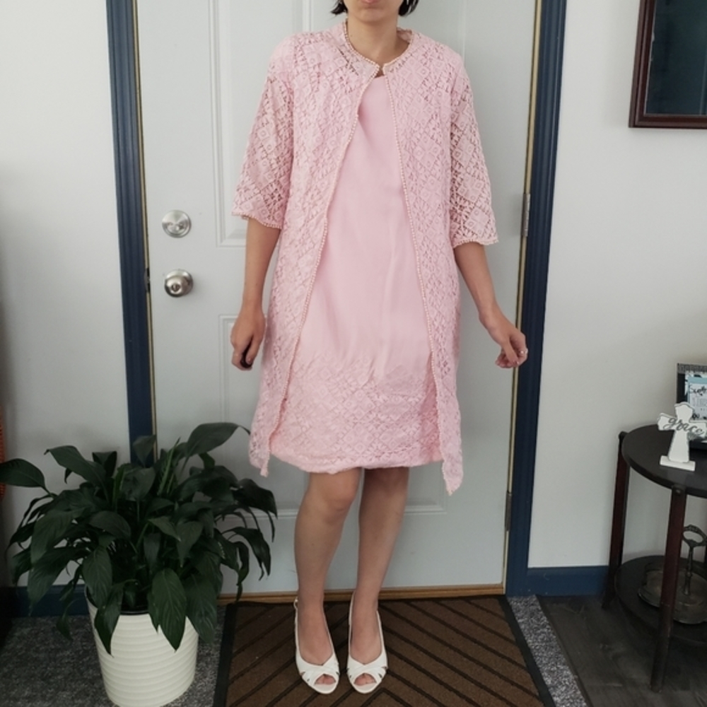 Vintage 60s/70s Pink Dress with Lace Overlayβ